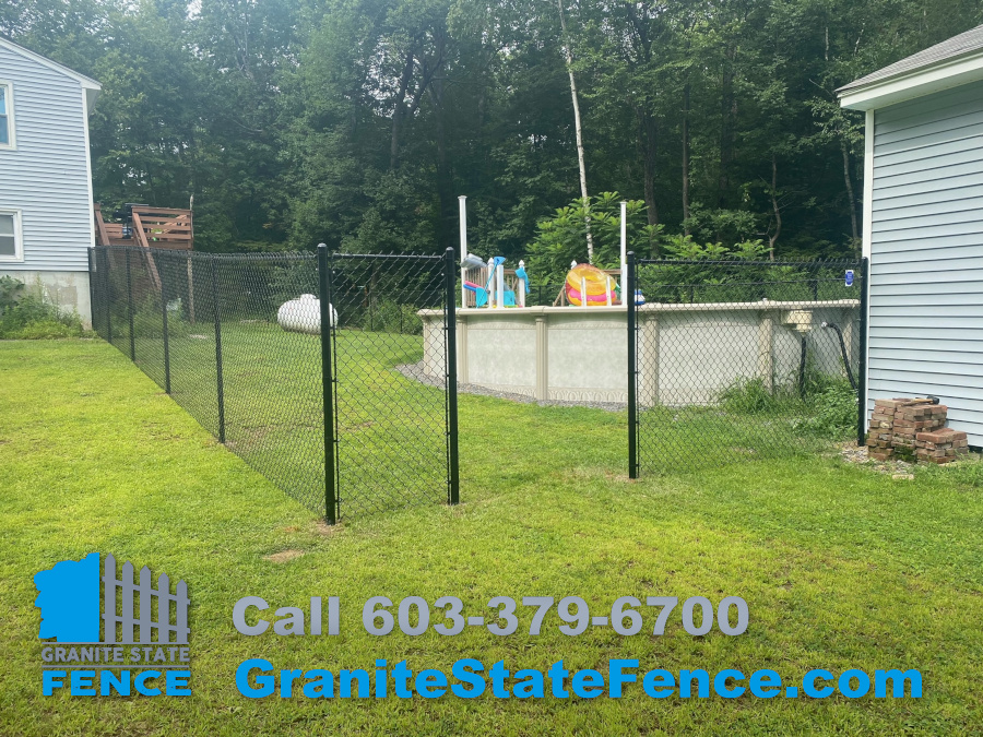 Black Chain Link Fencing installed in Londonderry, NH.