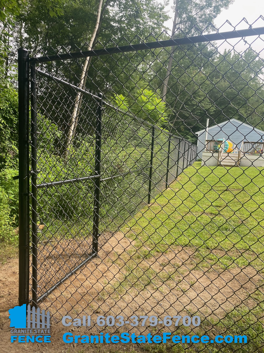 Black Chain Link Fencing installed in Londonderry, NH.