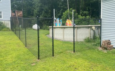 Black Chain Link Fencing installed in Londonderry, NH