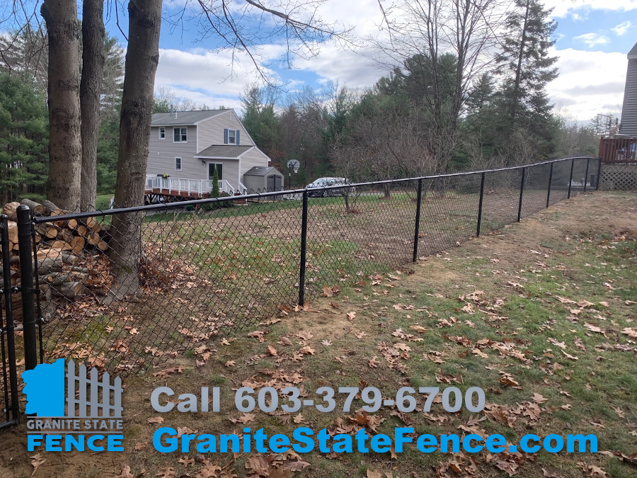 Black Chain Link Fencing installed in Merrimack, NH.