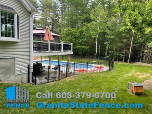 Pool Fence installation in Litchfield, NH.