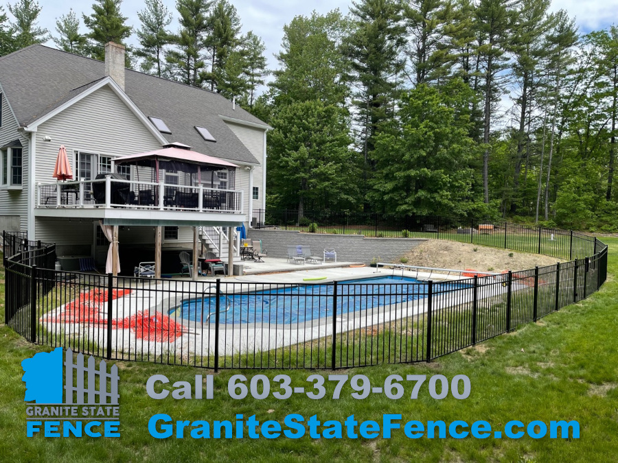 Pool Fence installation in Litchfield, NH.