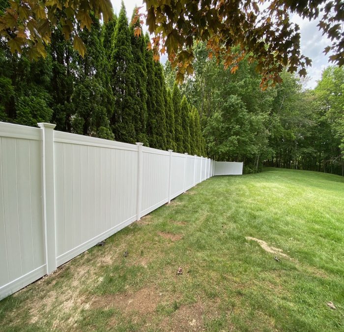 White Vinyl Fence installed in Derry, NH.