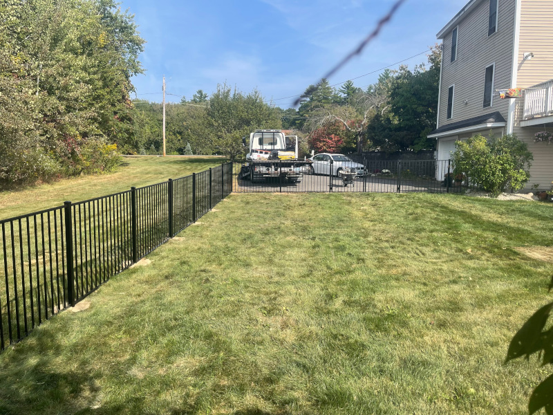 Black Aluminum Fence Installation in Londonderry, NH.