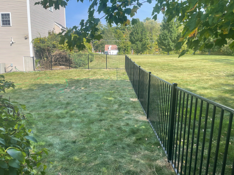 Black Aluminum Fence Installation in Londonderry, NH.