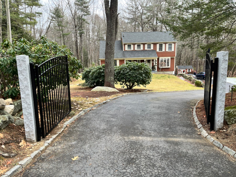 Aluminum Driveway Gate installation in Windham, NH.