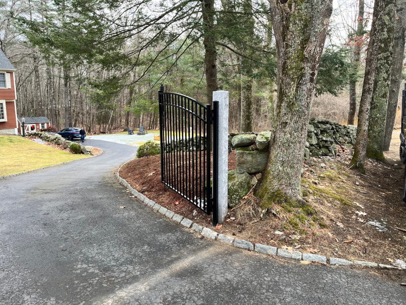 Aluminum Driveway Gate installation in Windham, NH.