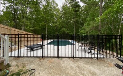 Aluminum Pool Fencing and Cedar Panel Fencing installed in Londonderry NH.