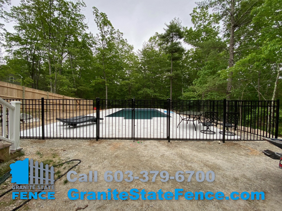 Aluminum Pool Fencing and Cedar Panel Fencing installed in Londonderry, NH.