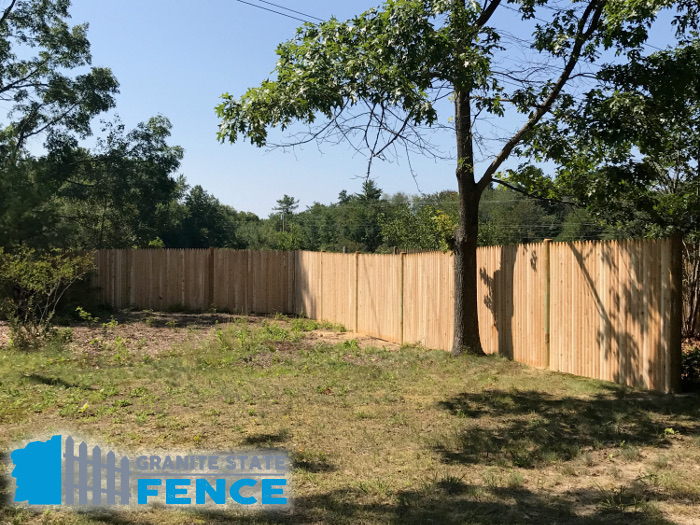 six foot Cedar Stockade Privacy Panel Fence installed in Nashua, NH