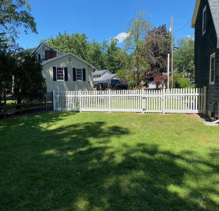 White Vinyl Picket Fencing installation in Nashua NH