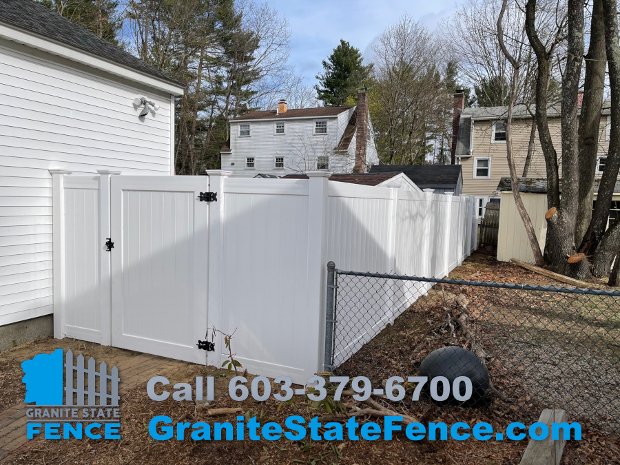 Vinyl Privacy Fencing installed in Nashua, NH.