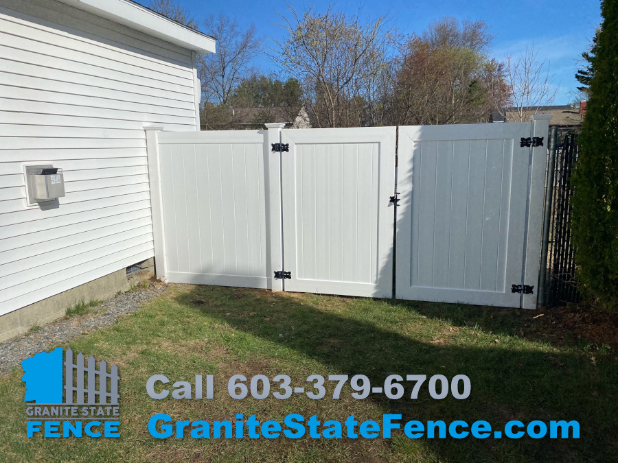 Vinyl Privacy Fence installed for pool area in Nashua, NH.