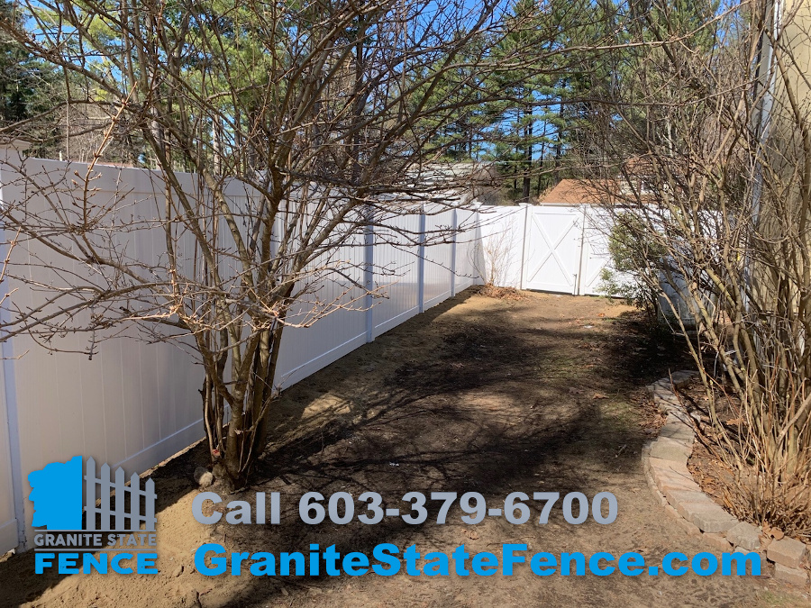 White Privacy Vinyl Fence Installation in Manchester, NH