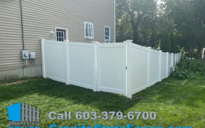 White Vinyl Privacy Fence installed in Derry, NH