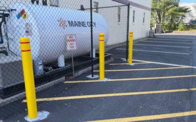 Commercial Bollard Installation in Hudson, NH.