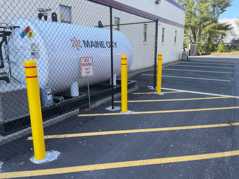 Commercial Bollard Installation in Hudson, NH.
