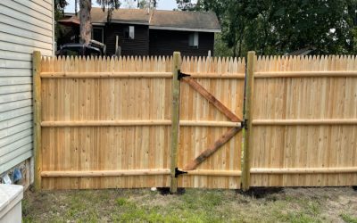 Cedar Stockade Fencing installed in Nashua, NH.