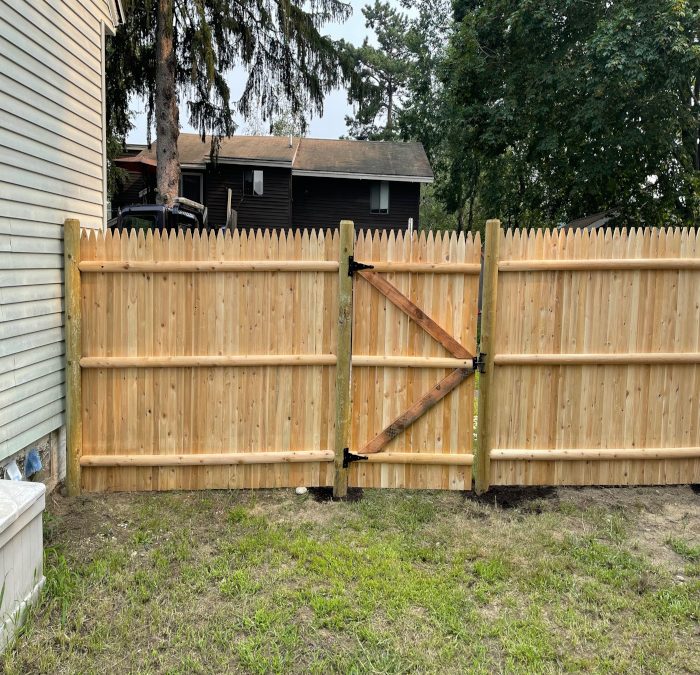 Cedar Stockade Fencing installed in Nashua, NH.