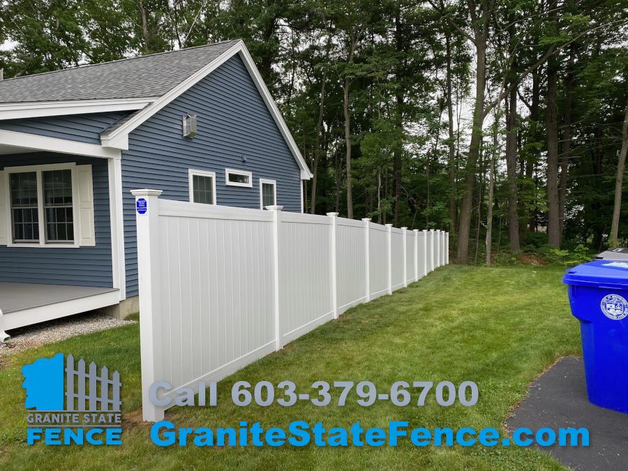 White Vinyl Fencing installed in Manchester, NH.