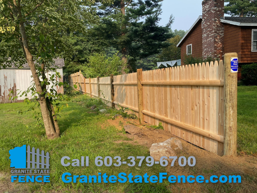 Cedar Stockade Fencing installed in Hudson, NH.