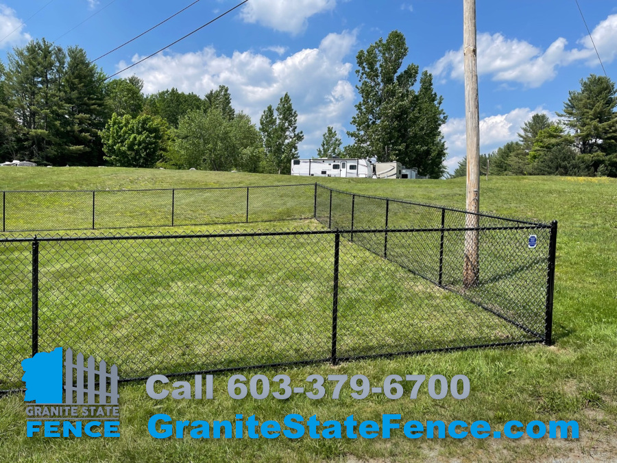 Black Chain Link Fence installed in Newport, NH.