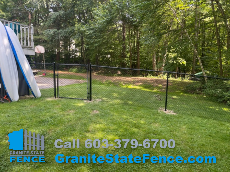 Black Chain Link Fencing installed in Derry, NH.