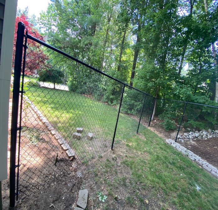 Chain Link Fence with gates installed in Merrimack, NH.