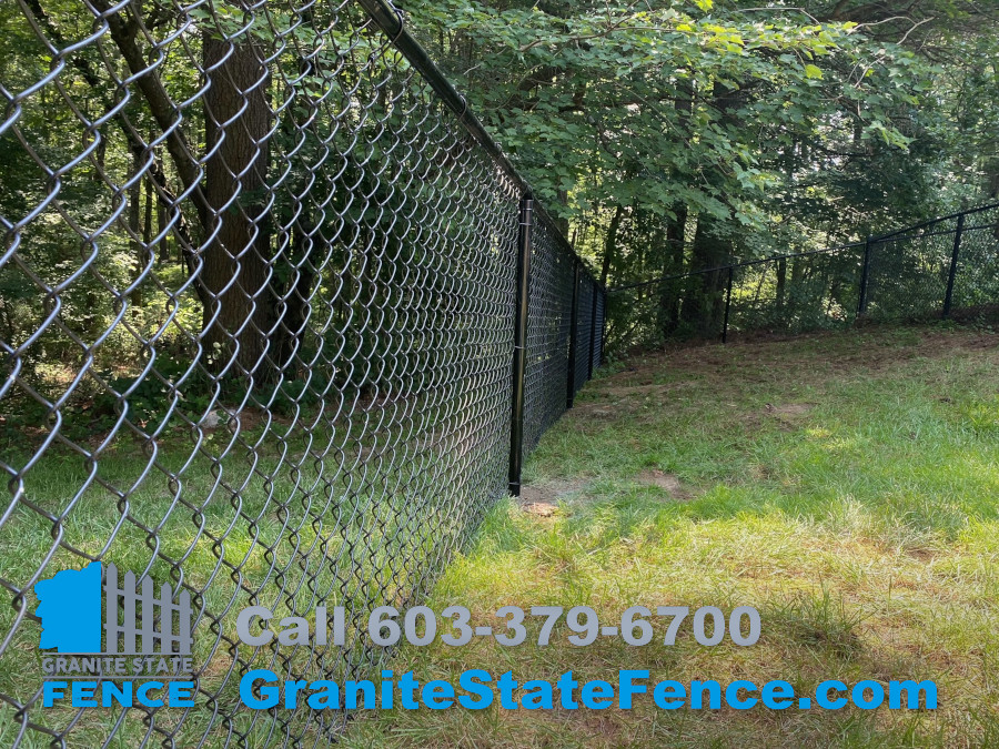 Black Chain Link Fencing installed in Litchfield, NH.