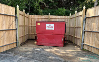 Cedar Privacy Dumpster Enclosure installation in Manchester, NH.
