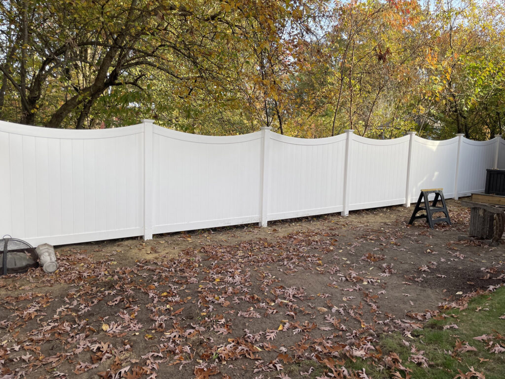 Granite State Fence, Manchester, NH, 6'H White vinyl scalloped privacy fencing (2)