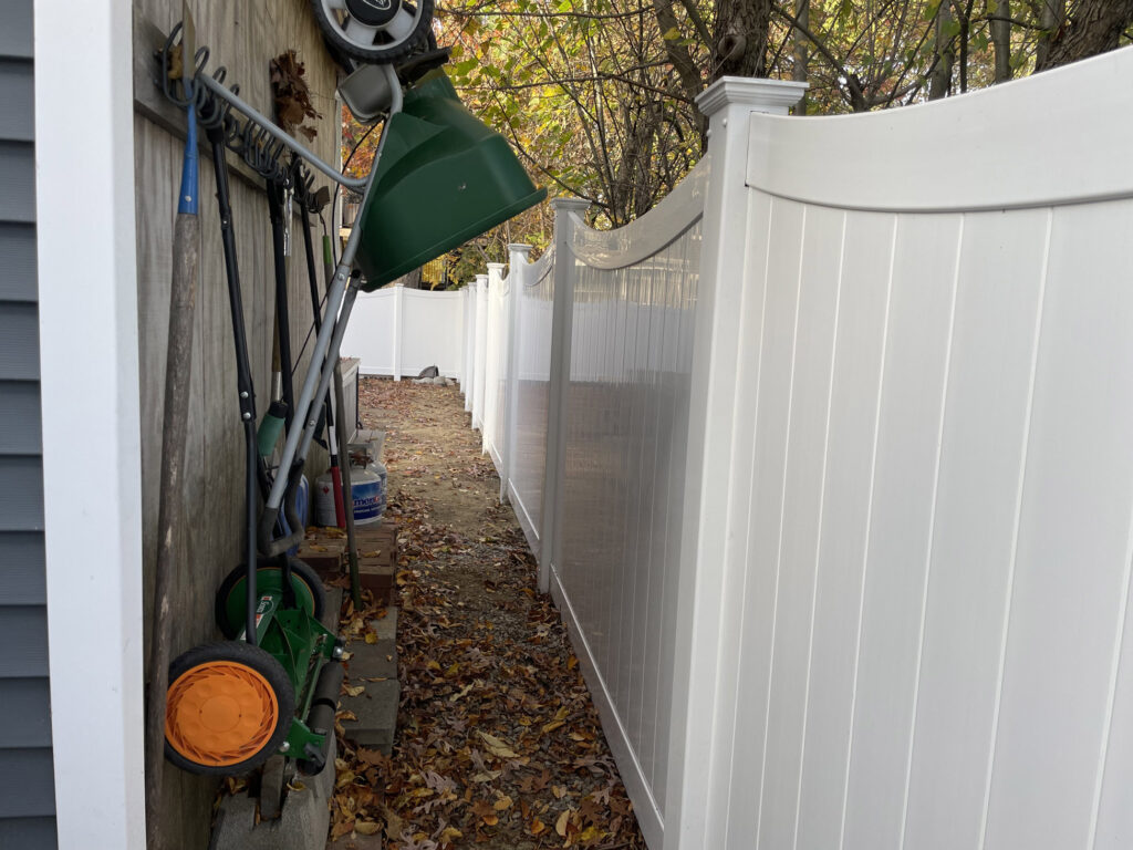 Granite State Fence, Manchester, NH, 6'H White vinyl scalloped privacy fencing (3)