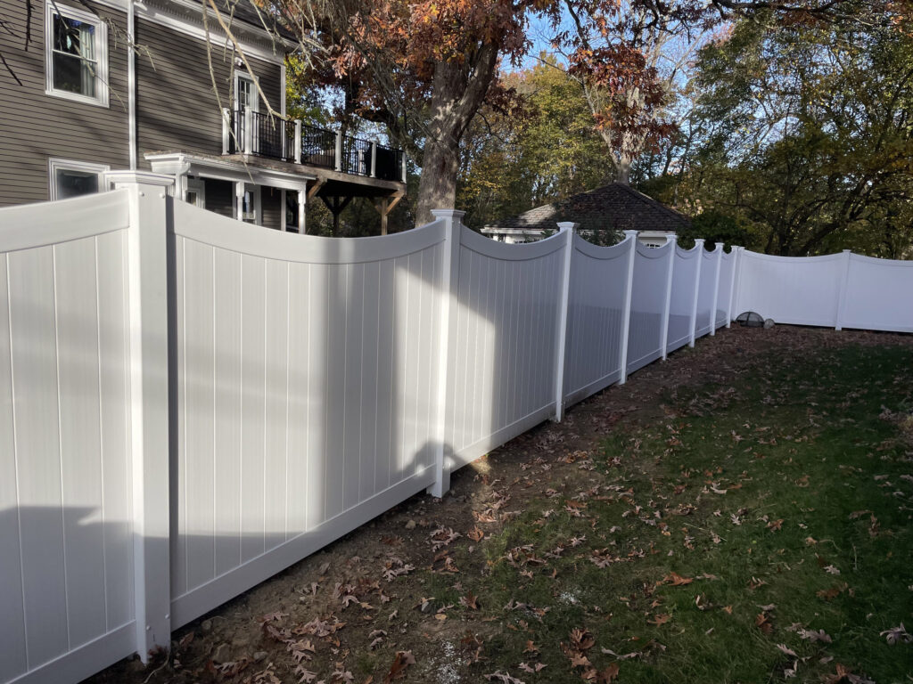 Granite State Fence, Manchester, NH, 6'H White vinyl scalloped privacy fencing (4)