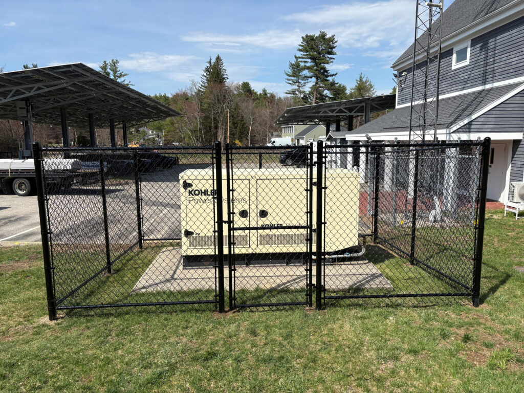 Commercial Chain Link Fence Installation in Townsend, MA. Granite State Fence installed this 6-foot black commercial chain link fence in Townsend, MA, providing secure protection around critical equipment. ⚙️ Equipment Protection: Enclosure built to safeguard generator systems 🔒 Security: Durable 6’ black chain link for long-term reliability 🚪 Access Control: 3’ wide gate for controlled entry 🛠️ Reinforced Build: Bottom rail adds strength and stability 🛑 Safety Features: Two steel bollards installed for added impact protection Designed for commercial applications, this installation delivers a clean, professional look while ensuring safety, accessibility, and long-lasting performance.