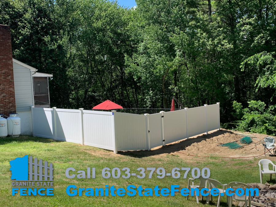 Vinyl Fence installed in Hudson, NH.