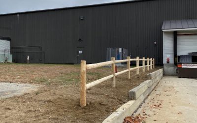 Commercial Wood Fence installation in Plaistow, NH.