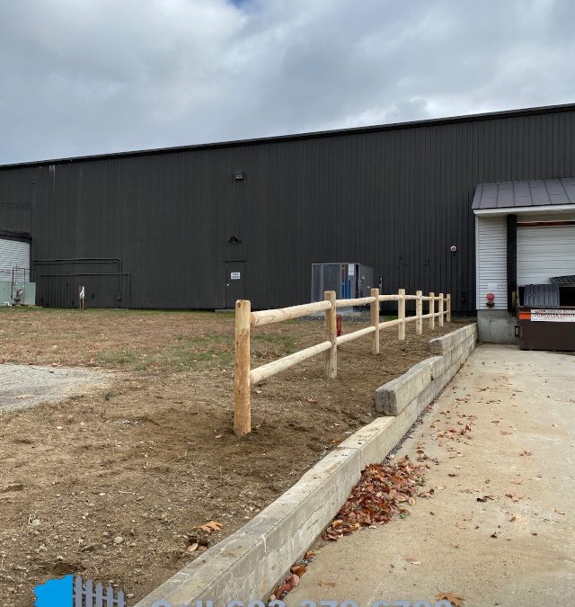 Commercial Wood Fence installation in Plaistow, NH.