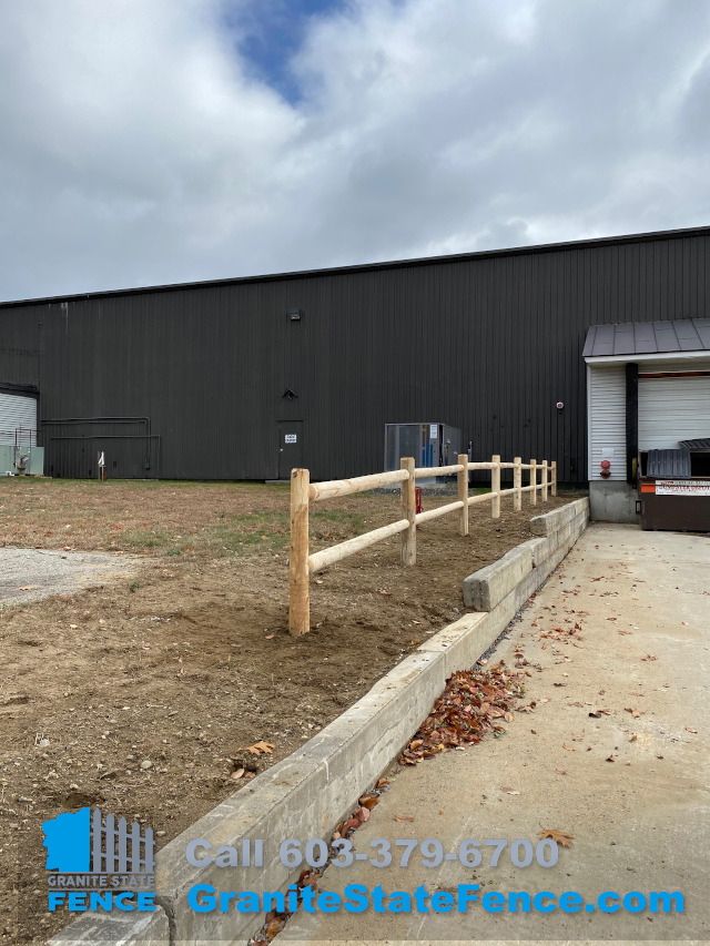 Commercial Wood Fence installation in Plaistow, NH.