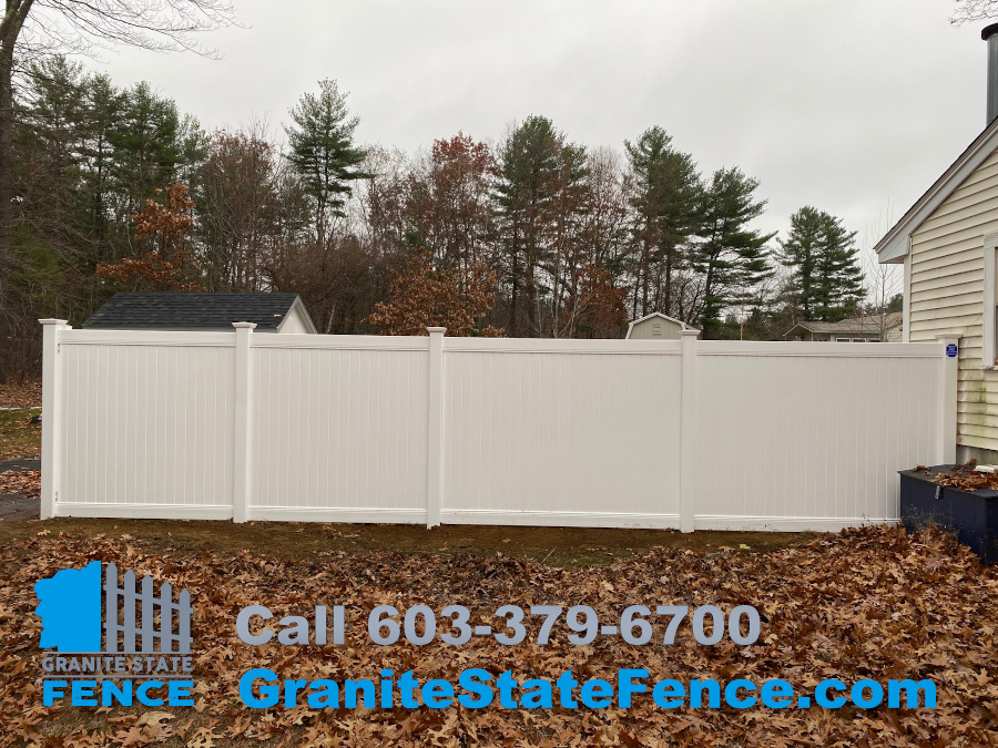 Privacy Vinyl Fence installed in Londonderry, NH.