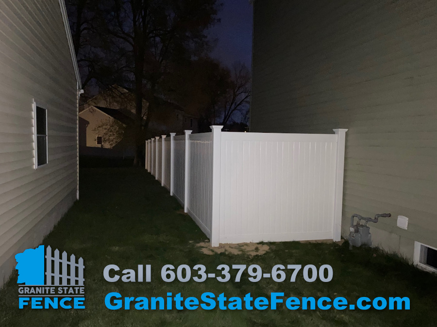 Vinyl Privacy Fencing installation in Nashua, NH.