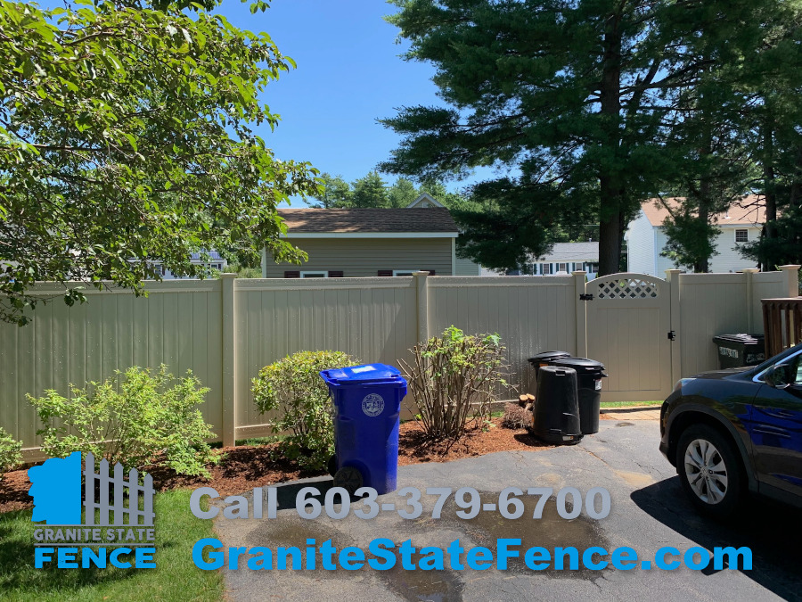 Vinyl Privacy Fencing installed for backyard in Nashua, NH.