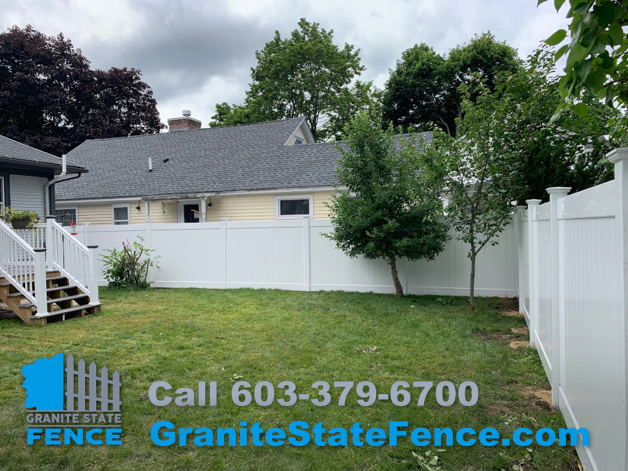 White Vinyl Privacy Fencing installed in Manchester, NH