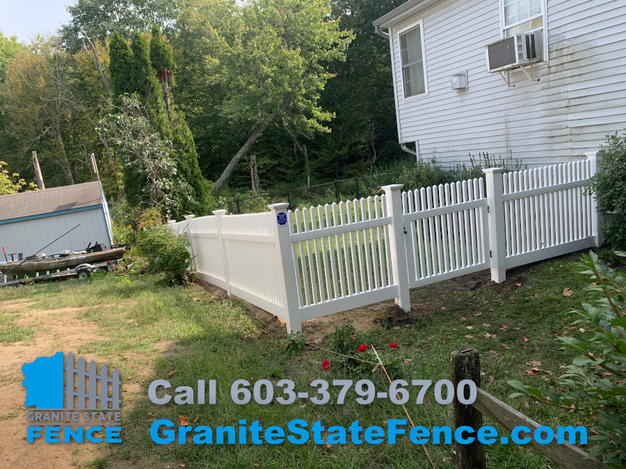 Picket Vinyl Fence installed in Manchester, NH.