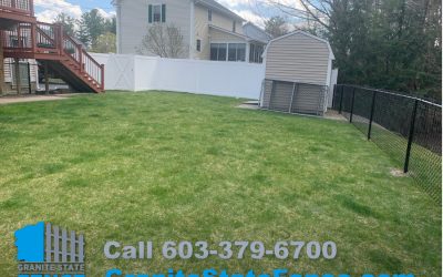 Privacy Vinyl and Black Chain Link combined for this yard in Manchester, NH.