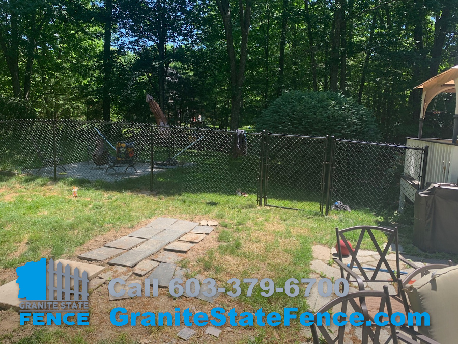 Chain Link fencing for backyard project in Londonderry, NH.