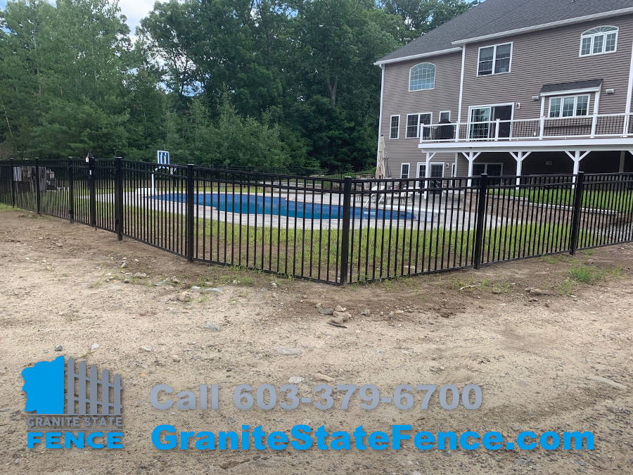 Aluminum Fence installation in Windham, NH to enclose pool area.