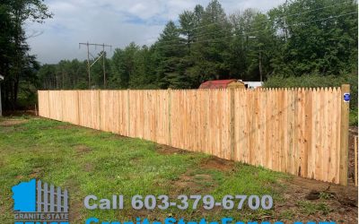 Cedar Stockade fencing installed in Andover, NH