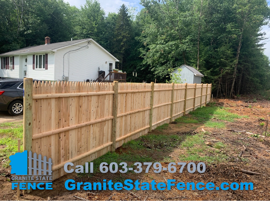 Cedar Stockade fencing installed in Andover, NH