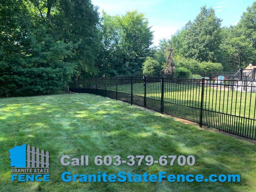 Aluminum Fence with Puppy Picket Barrier installed in Kingston, NH.