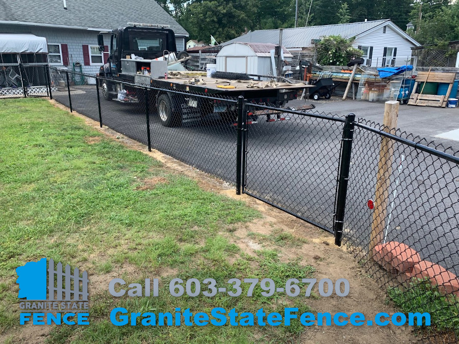 Black Chain Link Fencing installed in Manchester, NH.